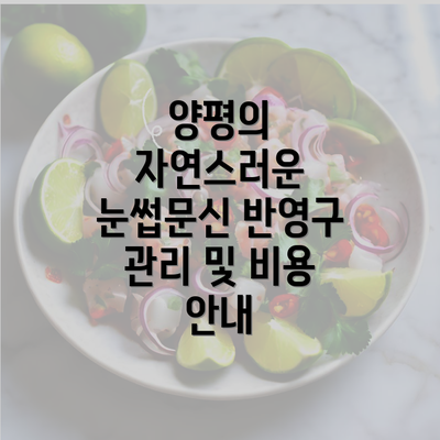 양평의 자연스러운 눈썹문신 반영구 관리 및 비용 안내