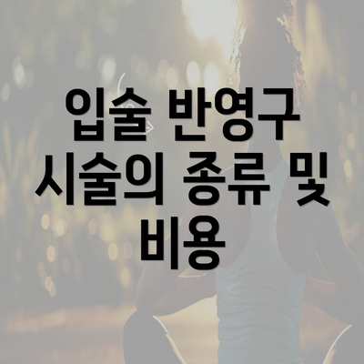 입술 반영구 시술의 종류 및 비용