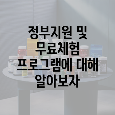 정부지원 및 무료체험 프로그램에 대해 알아보자