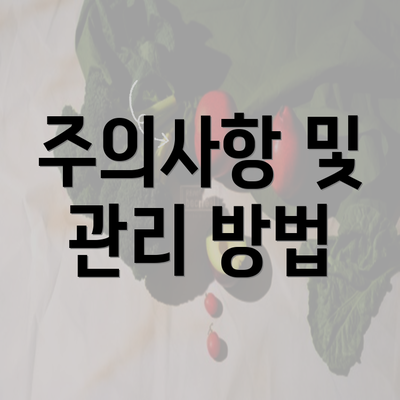 주의사항 및 관리 방법