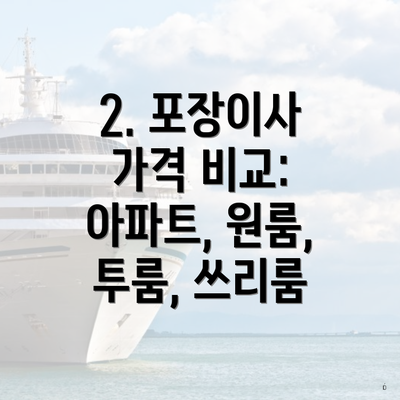 2. 포장이사 가격 비교: 아파트, 원룸, 투룸, 쓰리룸