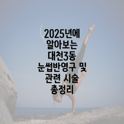 2025년에 알아보는 대천3동 눈썹반영구 및 관련 시술 총정리