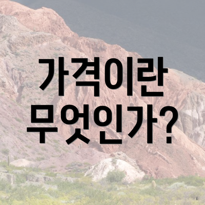 가격이란 무엇인가?