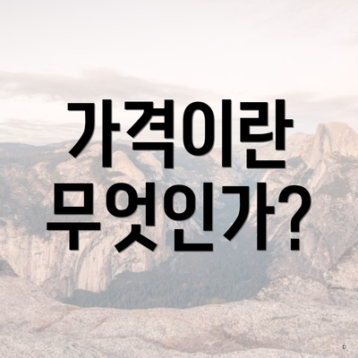 가격이란 무엇인가?