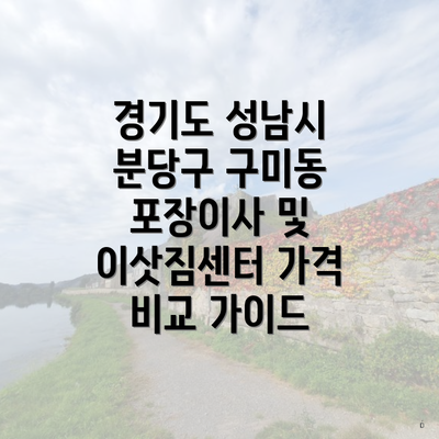 경기도 성남시 분당구 구미동 포장이사 및 이삿짐센터 가격 비교 가이드