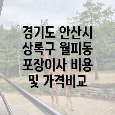 경기도 안산시 상록구 월피동 포장이사 비용 및 가격비교