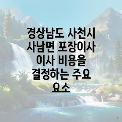 경상남도 사천시 사남면 포장이사 이사 비용을 결정하는 주요 요소