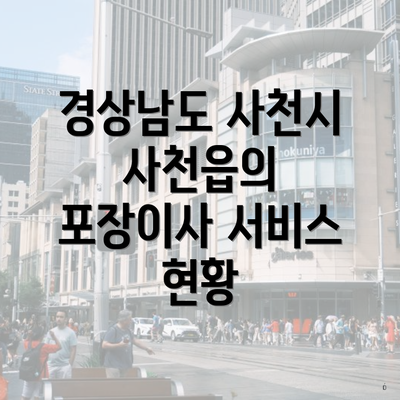 경상남도 사천시 사천읍의 포장이사 서비스 현황