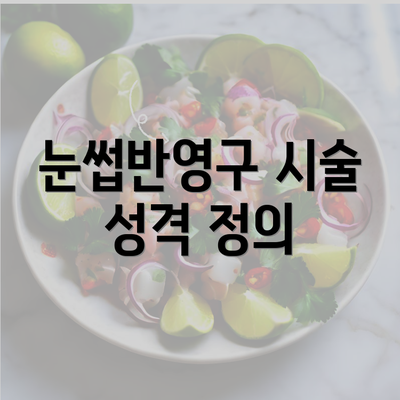 눈썹반영구 시술 성격 정의