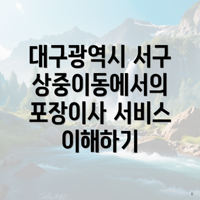 대구광역시 서구 상중이동에서의 포장이사 서비스 이해하기