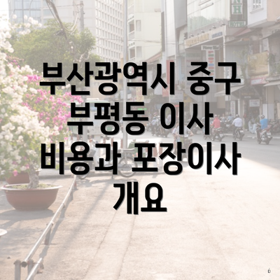 부산광역시 중구 부평동 이사 비용과 포장이사 개요