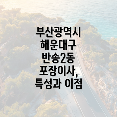 부산광역시 해운대구 반송2동 포장이사, 특성과 이점