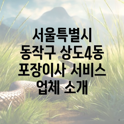 서울특별시 동작구 상도4동 포장이사 서비스 업체 소개