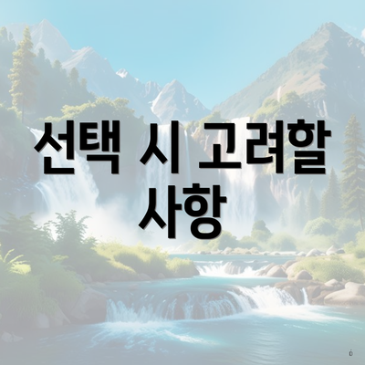 선택 시 고려할 사항