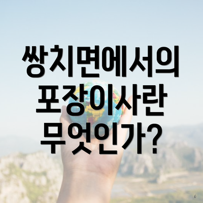 쌍치면에서의 포장이사란 무엇인가?