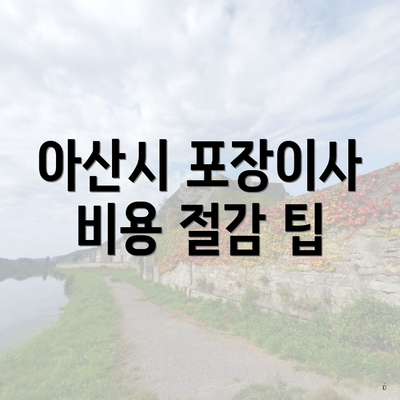 아산시 포장이사 비용 절감 팁