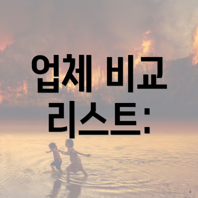 업체 비교 리스트: