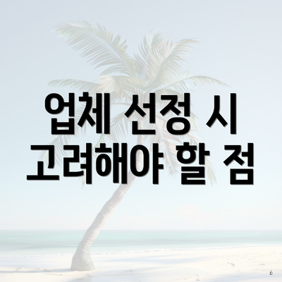 업체 선정 시 고려해야 할 점