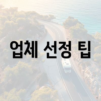 업체 선정 팁