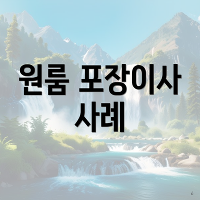 원룸 포장이사 사례