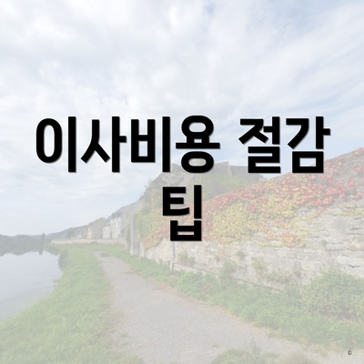 이사비용 절감 팁