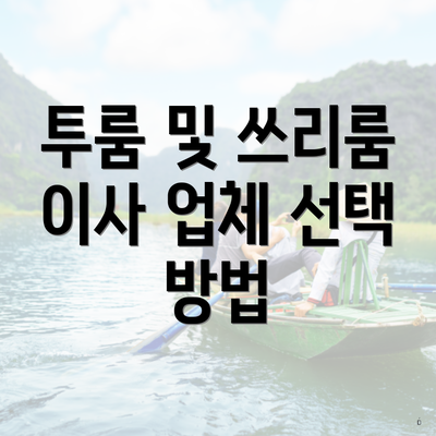 투룸 및 쓰리룸 이사 업체 선택 방법