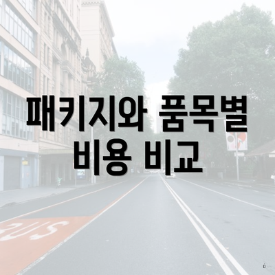 패키지와 품목별 비용 비교