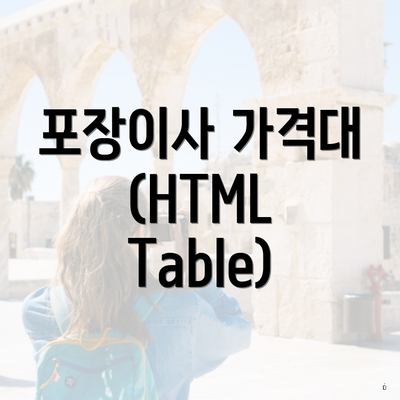 포장이사 가격대 (HTML Table)