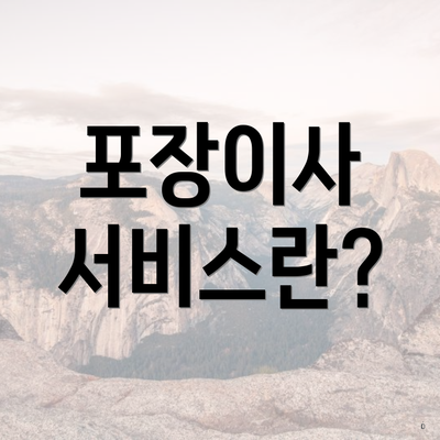 포장이사 서비스란?