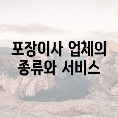 포장이사 업체의 종류와 서비스