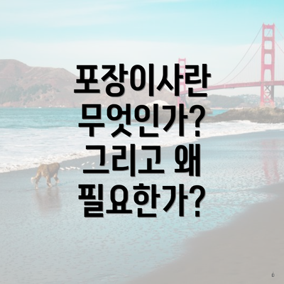 포장이사란 무엇인가? 그리고 왜 필요한가?