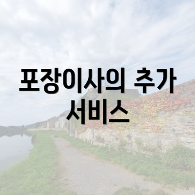 포장이사의 추가 서비스