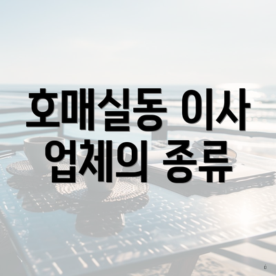 호매실동 이사 업체의 종류