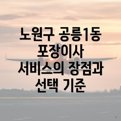 노원구 공릉1동 포장이사 서비스의 장점과 선택 기준