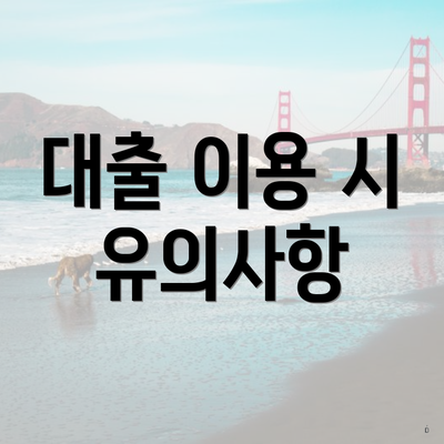 대출 이용 시 유의사항