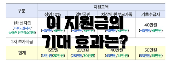 이 지원금의 기대 효과는?
