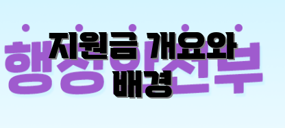 지원금 개요와 배경