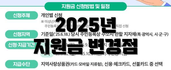 2025년 지원금 변경점